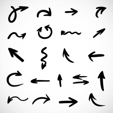 Elle çizilmiş oklar, sunum için elementler