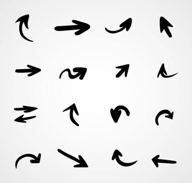 Elle çizilmiş oklar, sunum için elementler