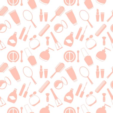 Kozmetik simgelerinin kusursuz dokusu, desen, soyut arkaplan, duvar kağıdı