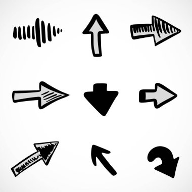 Elle çizilmiş oklar, sunum için elementler