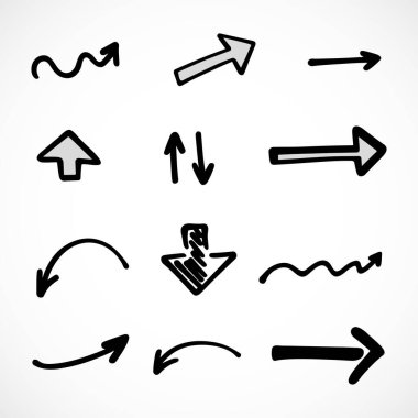 Elle çizilmiş oklar, sunum için elementler