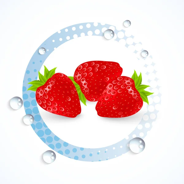 Samenstelling Van Aardbeien Waterdruppels Vectorillustratie — Stockvector