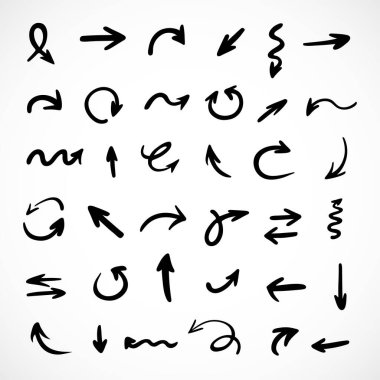 Elle çizilmiş oklar, sunum için elementler