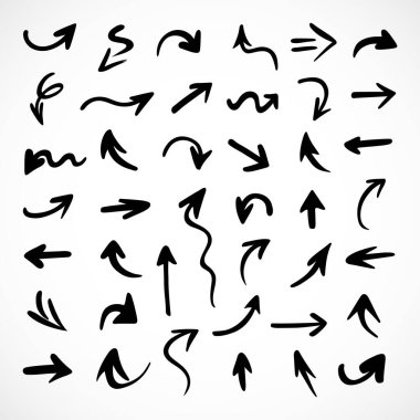 Elle çizilmiş oklar, sunum için elementler