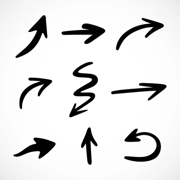 Set Vettoriale Frecce Disegnate Mano Elementi Presentazione — Vettoriale Stock