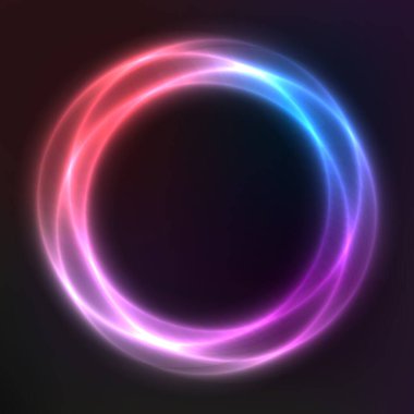 Neon geometrik şekillerden soyut vektör arkaplanı, vektör şablonu, yuvarlak çerçeve, duvar kağıdı