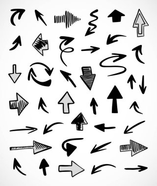 Elle çizilmiş oklar, sunum için elementler