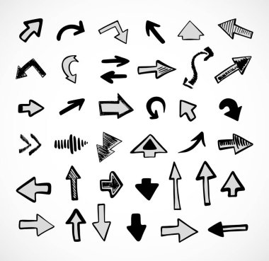 Elle çizilmiş oklar, sunum için elementler