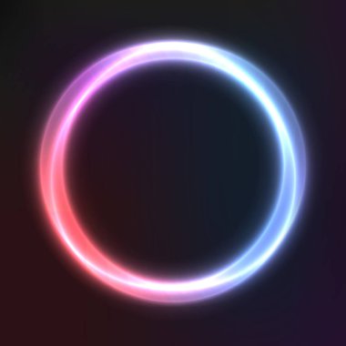 Neon geometrik şekillerden soyut vektör arkaplanı, vektör şablonu, yuvarlak çerçeve, duvar kağıdı