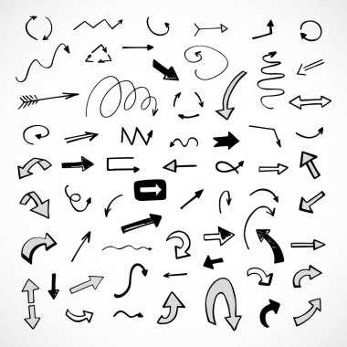 Elle çizilmiş oklar, sunum için elementler