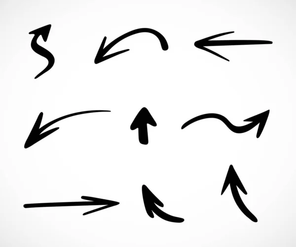 Conjunto Vetorial Setas Desenhadas Mão Elementos Para Apresentação —  Vetores de Stock