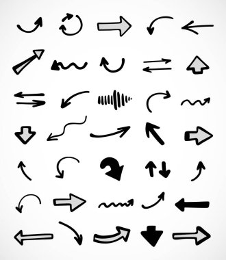 Elle çizilmiş oklar, sunum için elementler