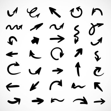 Elle çizilmiş oklar, sunum için elementler