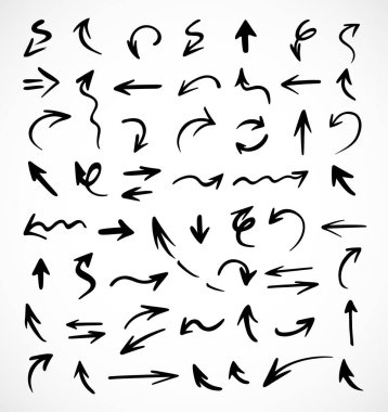 Elle çizilmiş oklar, sunum için elementler