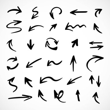 Elle çizilmiş oklar, sunum için elementler