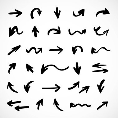 Elle çizilmiş oklar, sunum için elementler