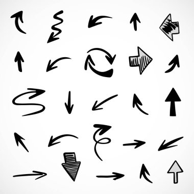 Elle çizilmiş oklar, sunum için elementler