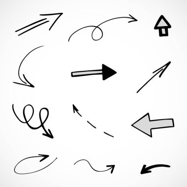 Elle çizilmiş oklar, sunum için elementler