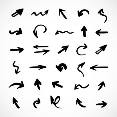 Elle çizilmiş oklar, sunum için elementler