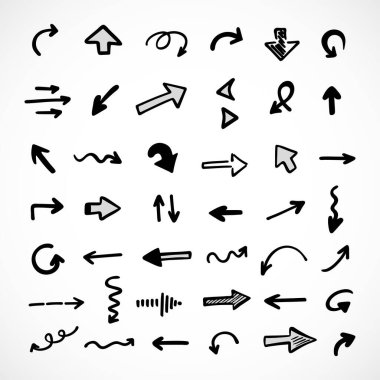 Elle çizilmiş oklar, sunum için elementler