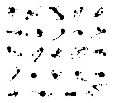 Bir dizi vektör mürekkep lekesi. Grunge tasarım ögesi.