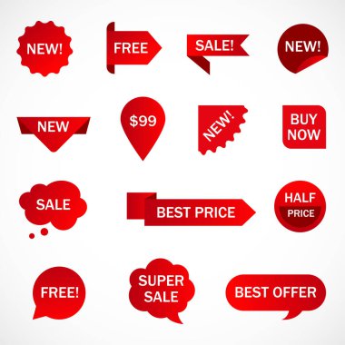 Vektör etiketleri, fiyat etiketleri, afişler, etiketler. Kupon satışı, teklifler ve promosyon vektör şablonu.