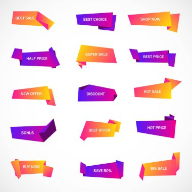 Vektör etiketleri, fiyat etiketleri, afişler, etiketler. Kupon satışı, teklifler ve promosyon vektör şablonu.