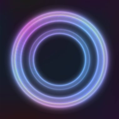 Neon geometrik şekillerin vektör arkaplanı, yuvarlak çerçeve, soyut arkaplan, duvar kağıdı