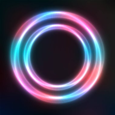 Neon geometrik şekillerin vektör arkaplanı, yuvarlak çerçeve, soyut arkaplan, duvar kağıdı