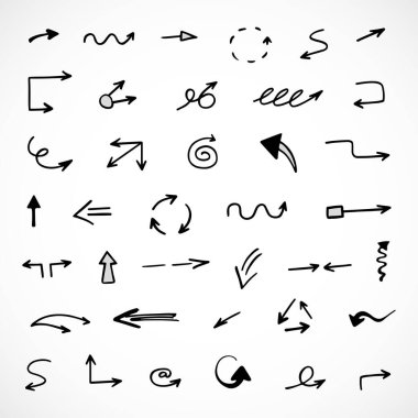 Elle çizilmiş oklar, sunum için elementler