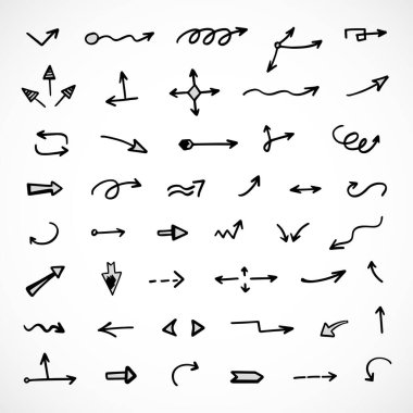 Elle çizilmiş oklar, sunum için elementler