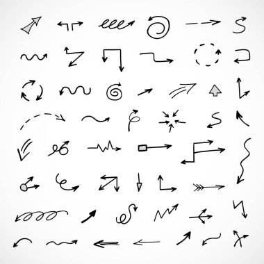 Elle çizilmiş oklar, sunum için elementler