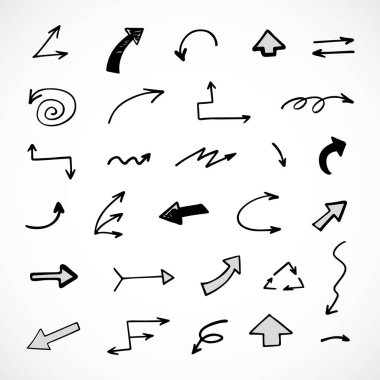 Elle çizilmiş oklar, sunum için elementler