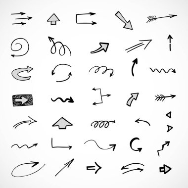 Elle çizilmiş oklar, sunum için elementler