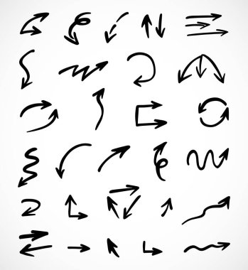 Elle çizilmiş oklar, sunum için elementler