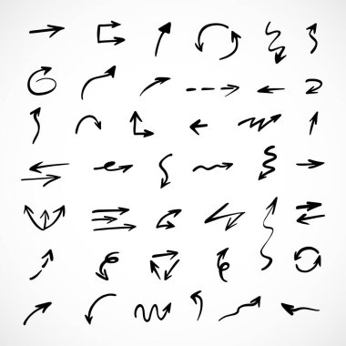 Elle çizilmiş oklar, sunum için elementler