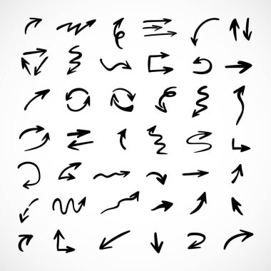 Elle çizilmiş oklar, sunum için elementler