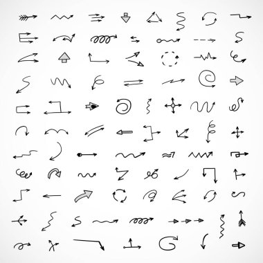 Elle çizilmiş oklar, sunum için elementler