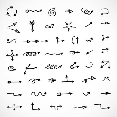 Elle çizilmiş oklar, sunum için elementler