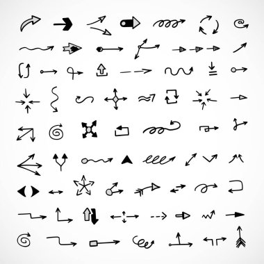 Elle çizilmiş oklar, sunum için elementler