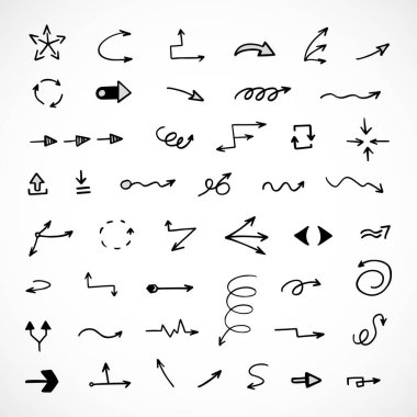 Elle çizilmiş oklar, sunum için elementler