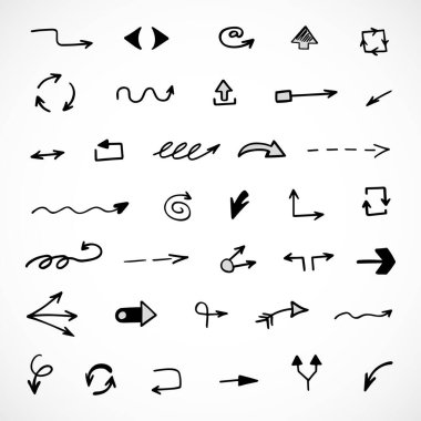 Elle çizilmiş oklar, sunum için elementler