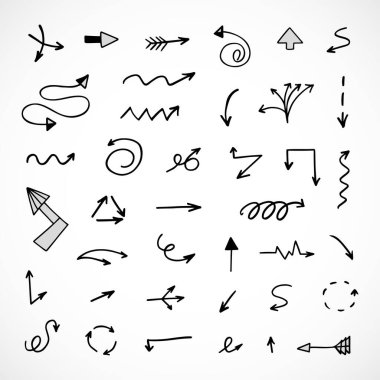 Elle çizilmiş oklar, sunum için elementler