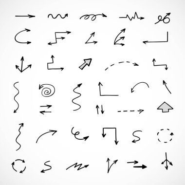 Elle çizilmiş oklar, sunum için elementler