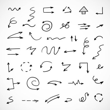 Elle çizilmiş oklar, sunum için elementler