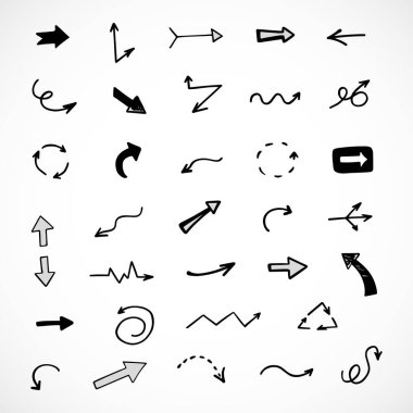 Elle çizilmiş oklar, sunum için elementler