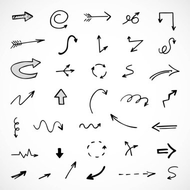 Elle çizilmiş oklar, sunum için elementler