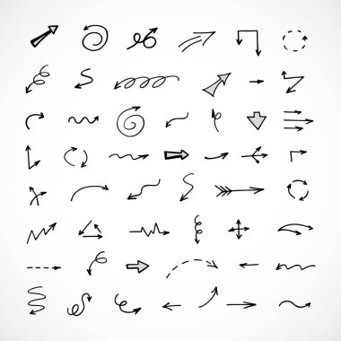 Elle çizilmiş oklar, sunum için elementler