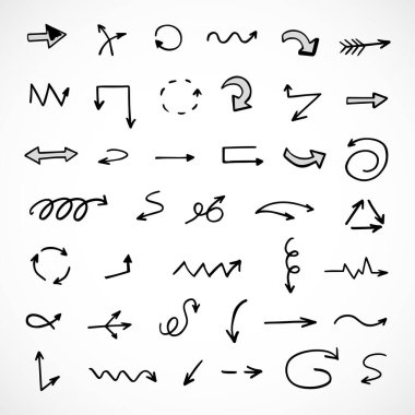 Elle çizilmiş oklar, sunum için elementler