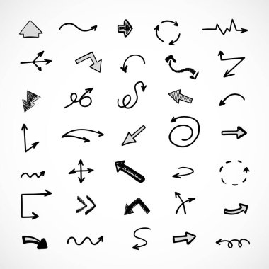 Elle çizilmiş oklar, sunum için elementler